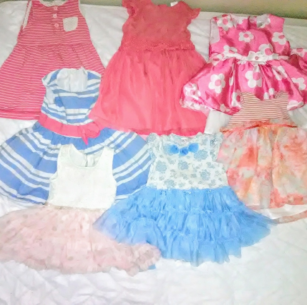 Baby girl dress lot bundle of 7 dresses 9m
